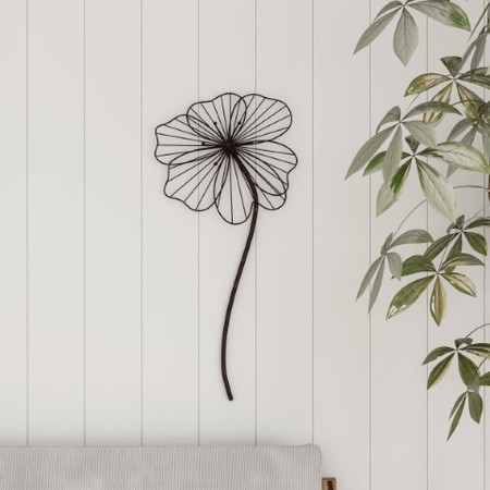 HASTINGS HOME Wall Décor  Metal Wire Stemmed Flower Sculpture Hanging Accent Art for Living Room, Bedroom, Brown 486682CZH